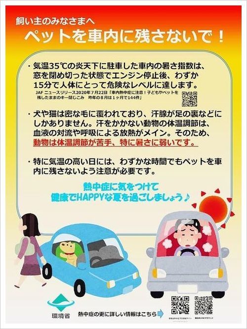 ペットを車内に残さないで！