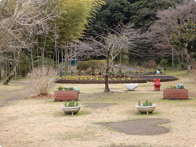 城山公園内の孔雀園